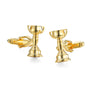 A pair of Melbourne Cup Horse Racing Trophy Cufflinks, gold and trophy-shaped, displayed against a white background.