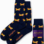 Orange aircraft print socks in navy blue base by AusCufflinks