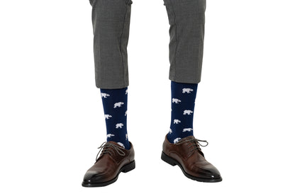 Stylish socks for men featuring adorable polar bear design in navy base