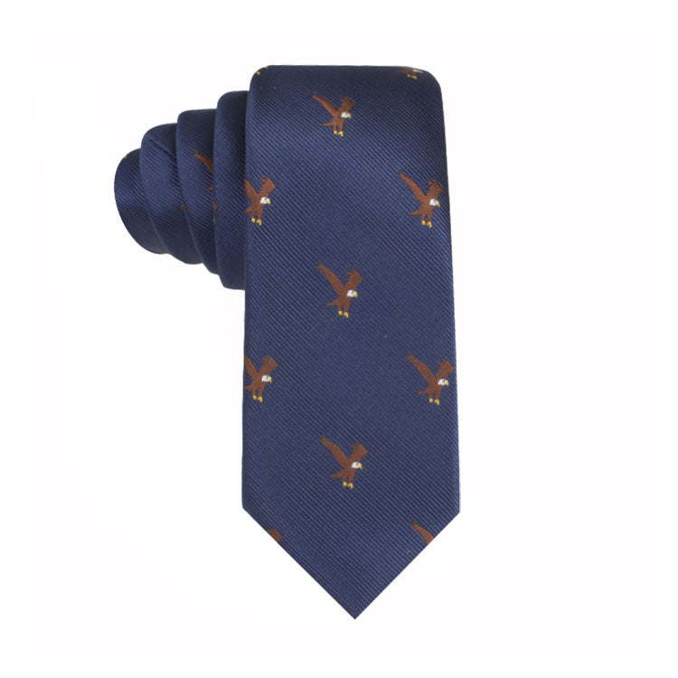 An Eagle Skinny Tie with a striking eagle motif that exudes power and grace.