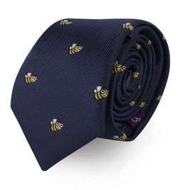 A stylish navy Bee Skinny Tie.