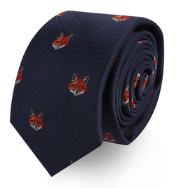 A Fox Head Skinny Tie with a sleek design featuring cunning charm embodied by foxes.