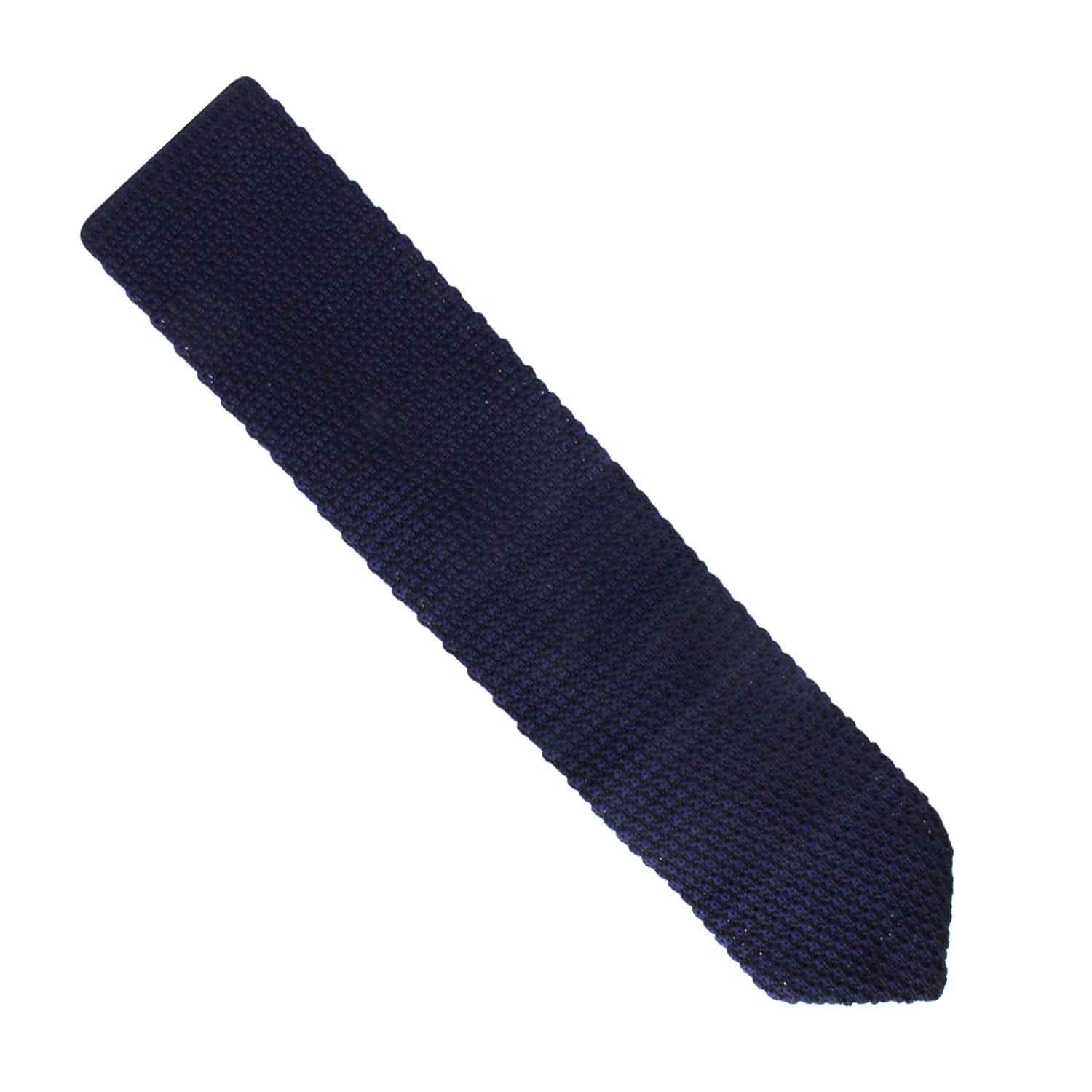 A Navy Knitted Skinny Tie that exudes deep-sea elegance against a pristine white background.