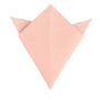 A Baby Pink Pocket Square, folded with delicate elegance, forms an elegant triangular shape with pointed edges that await the touch of your fingertips.