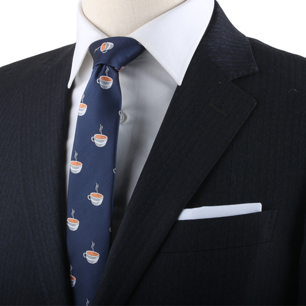 A Coffee Skinny Tie mannequin displaying style in a suit and tie.