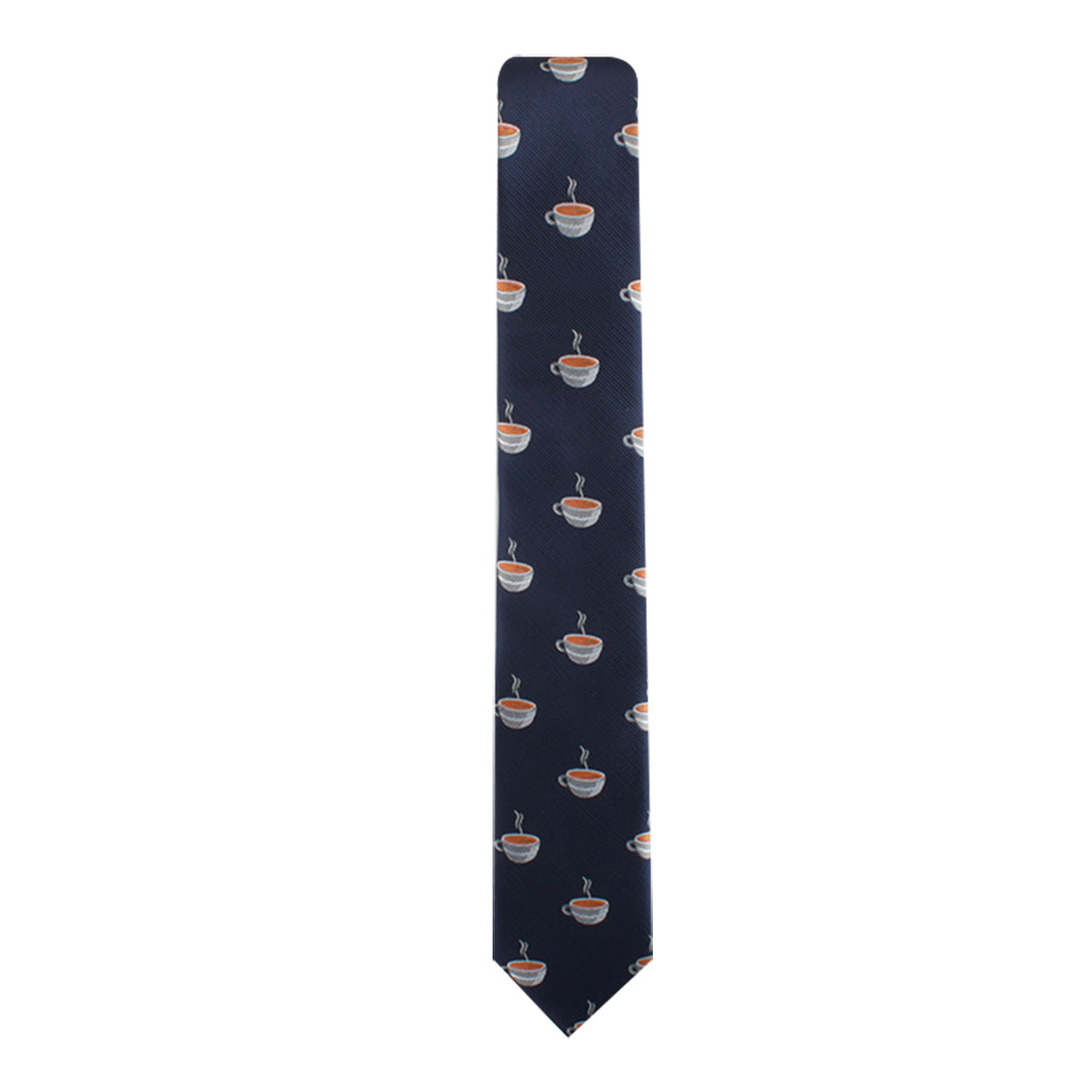 A charming Coffee Skinny Tie with a boat on it.