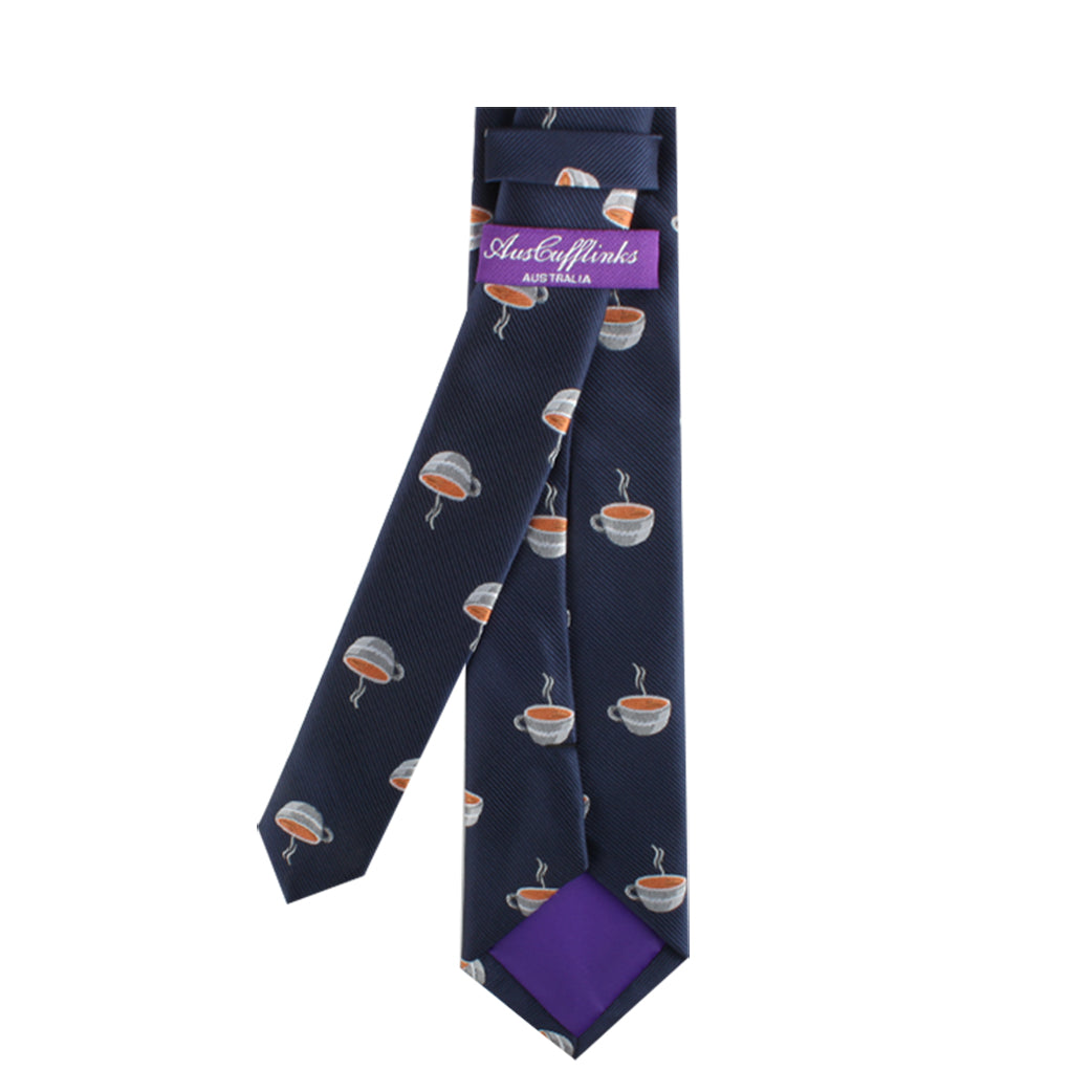 A stylish Coffee Skinny Tie with a cup of coffee charm on it.