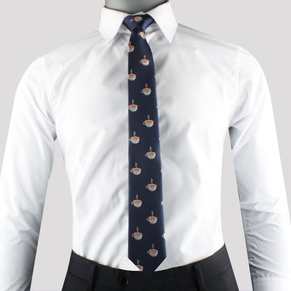 A mannequin with style wearing a Coffee Skinny Tie shirt and tie.