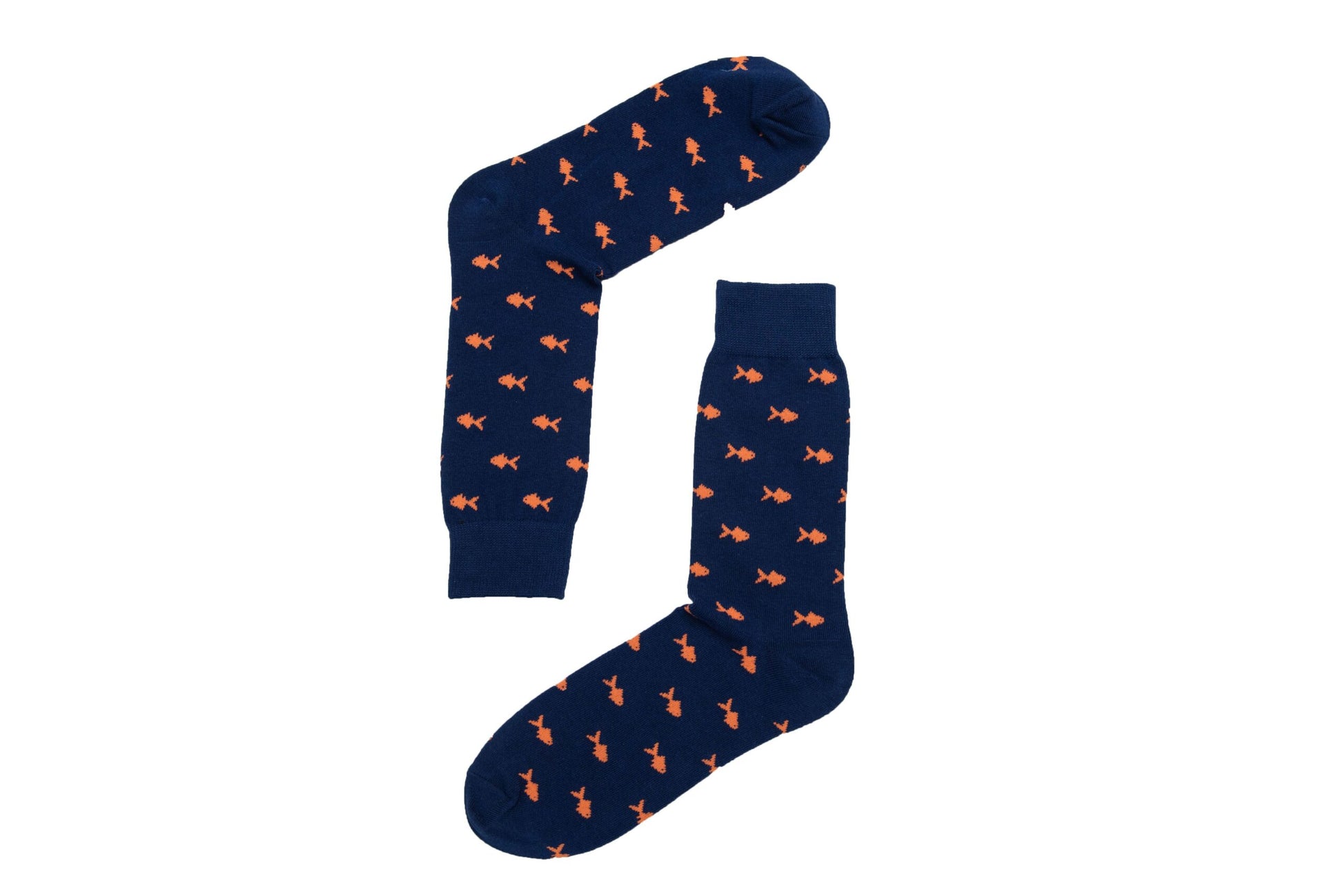 A pair of Gold Fish Socks with orange fish pattern.