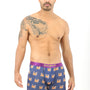 A man with tattoos wearing Corgi Dog Underwear.