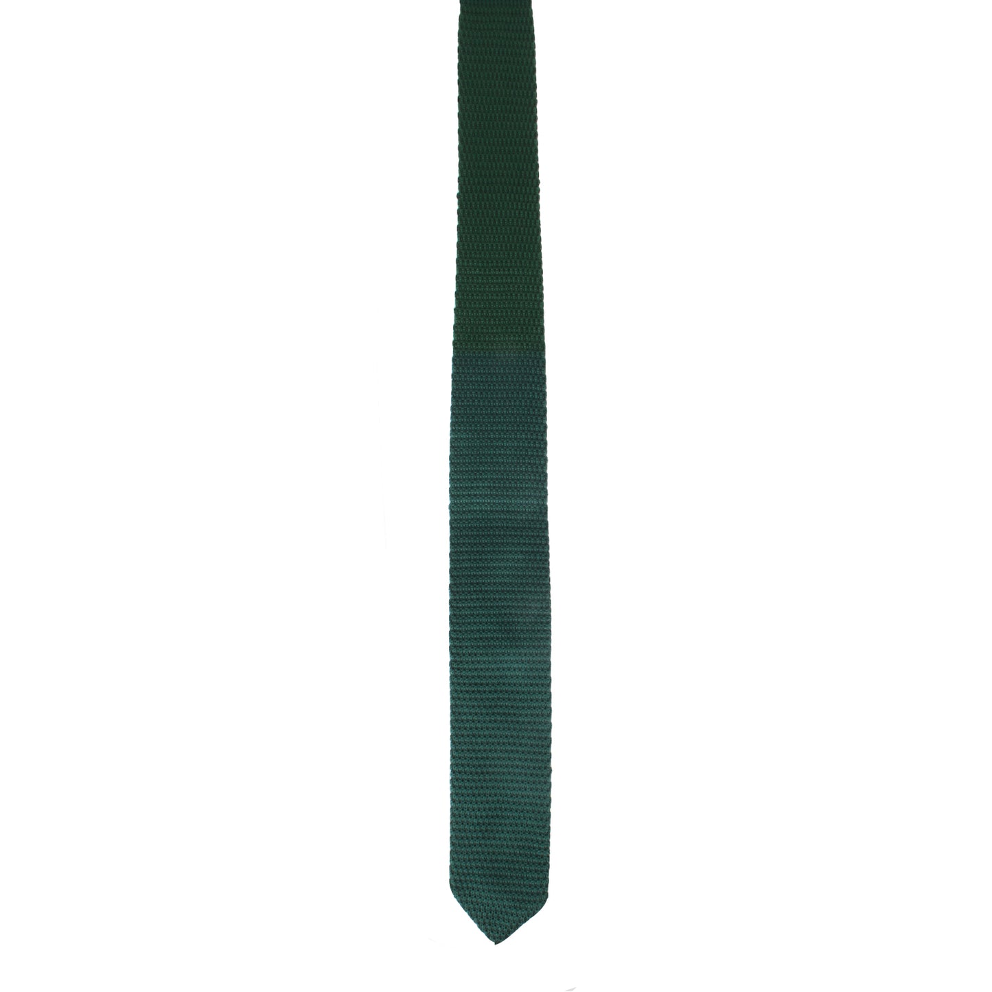 The Green Knitted Skinny Tie exemplifies elegance against a crisp white background.