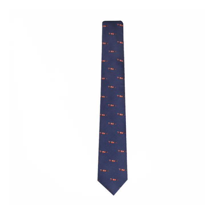 A Racing Car Skinny Tie adorned with orange and blue birds, exuding perfect harmony.