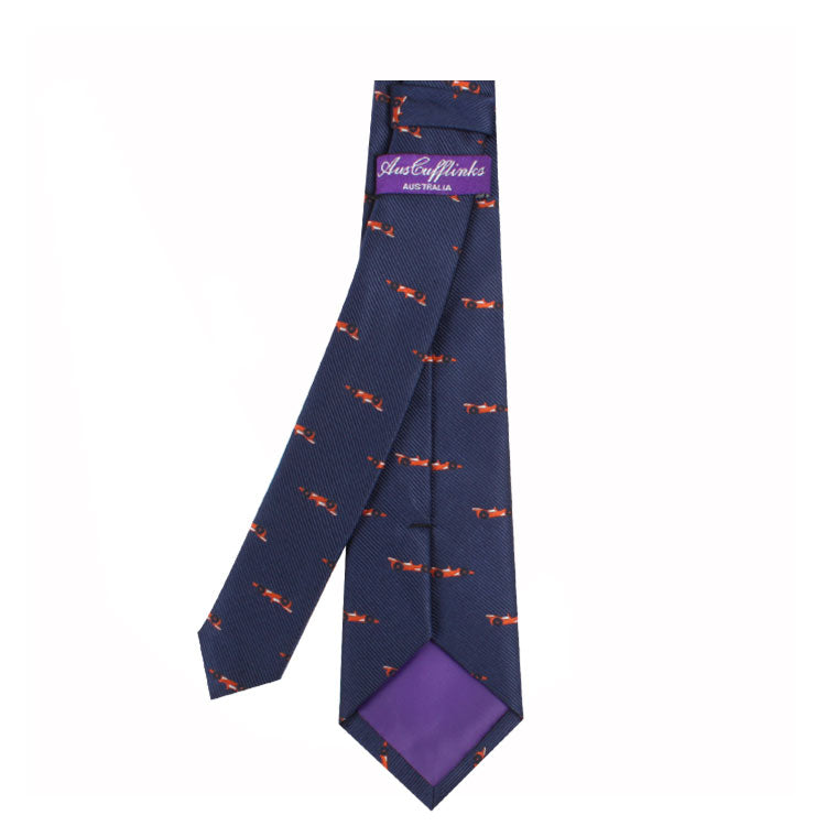 A Racing Car Skinny Tie with a perfect harmony of orange and purple pattern, exuding sophistication.