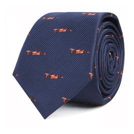 A harmonious Racing Car Skinny Tie adorned with orange and blue birds, exuding sophistication.
