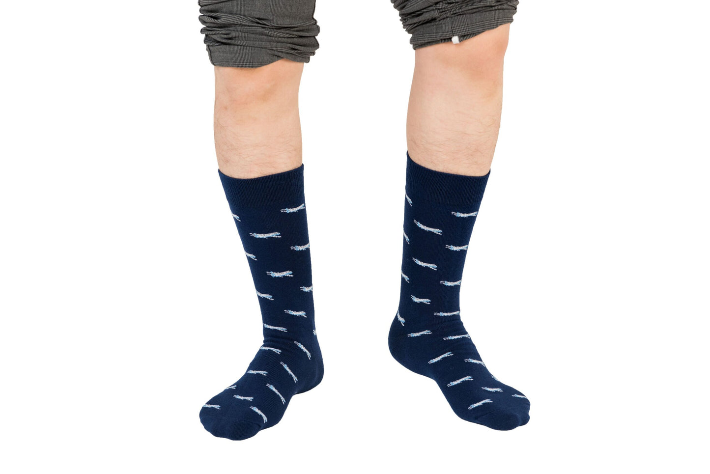 A person wearing Aeroplane Socks.