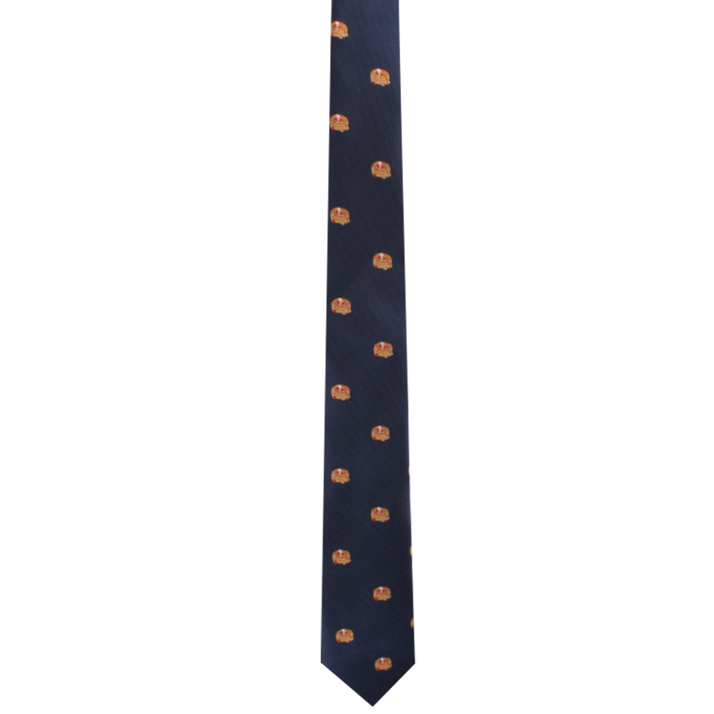 Pancakes Skinny Tie with repeating football pattern.