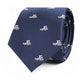 Swimming skinny tie with white aquatic pattern, exuding timeless style.