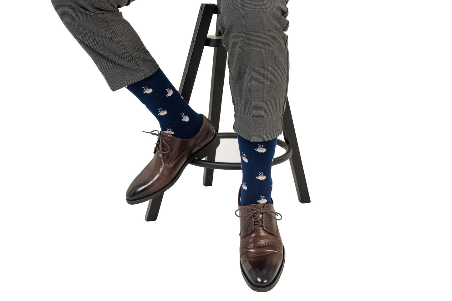 A man wearing a pair of Coffee Socks.