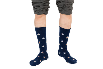 A person's legs adorned with Coffee Socks.