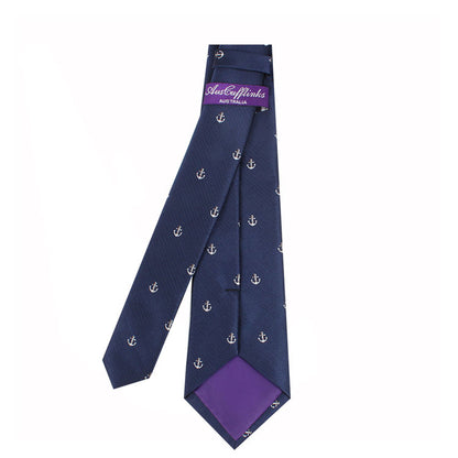A blue and purple Anchor Skinny Tie.