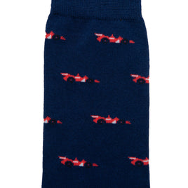 A pair of Racing Car socks with a sock game twist, featuring red and white airplanes to accelerate your style.