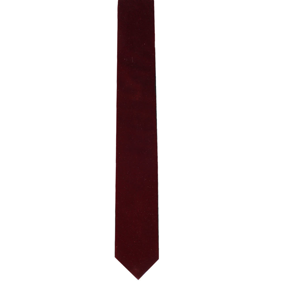 A Maroon Velvet Skinny Tie, radiating elegance and rich tones.