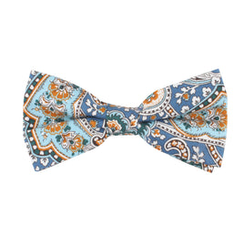 Blue Paisley Bow Tie and Pocket Square Set