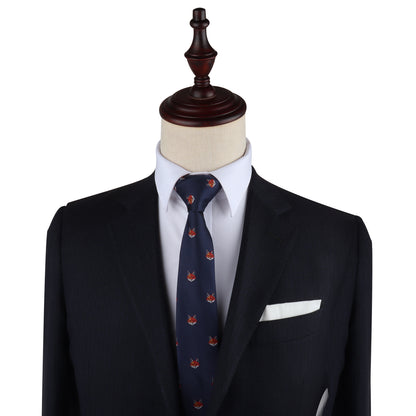 A sleek mannequin displaying a Fox Head Skinny Tie.