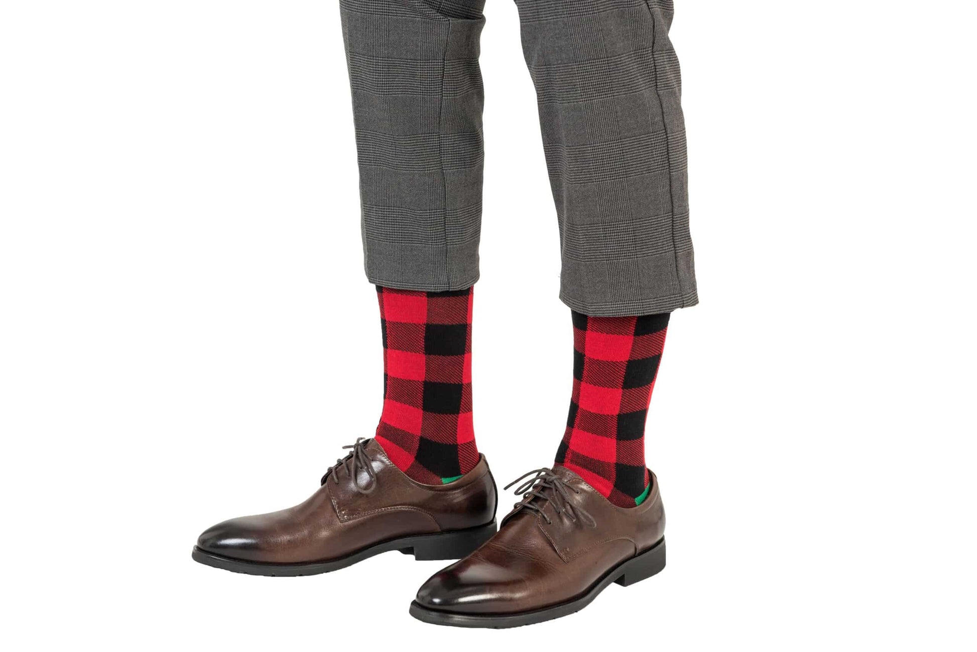 A man wearing Cross Hatch Stripes socks.