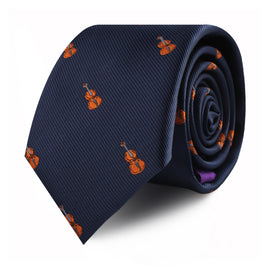 A melodic fashion tribute with orange Violin Skinny Ties adorning the necktie.