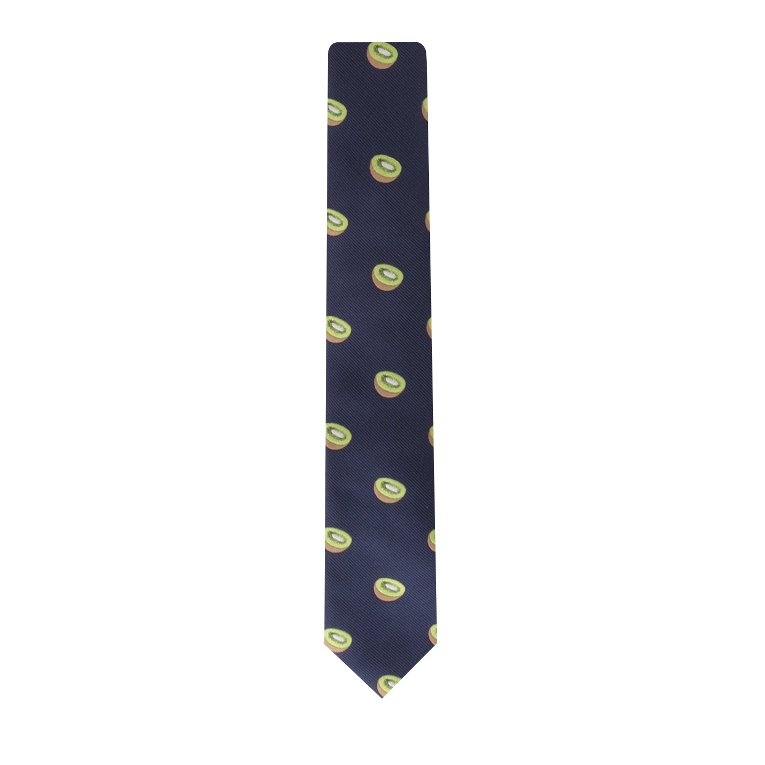 A Kiwi Skinny Tie with vibrant colors and a nature-inspired avocado print.