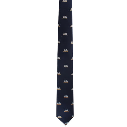 A Book Skinny Tie with an image of a cat on it, perfect for those with a literary passion for refined fashion.