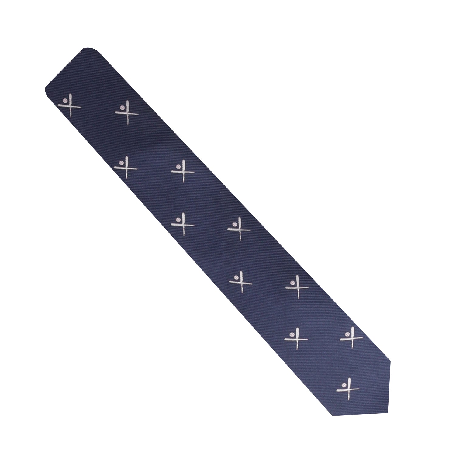 A Crossed Baseball Skinny Tie with crosses on it, perfect for adding a touch of elegance to any occasion.