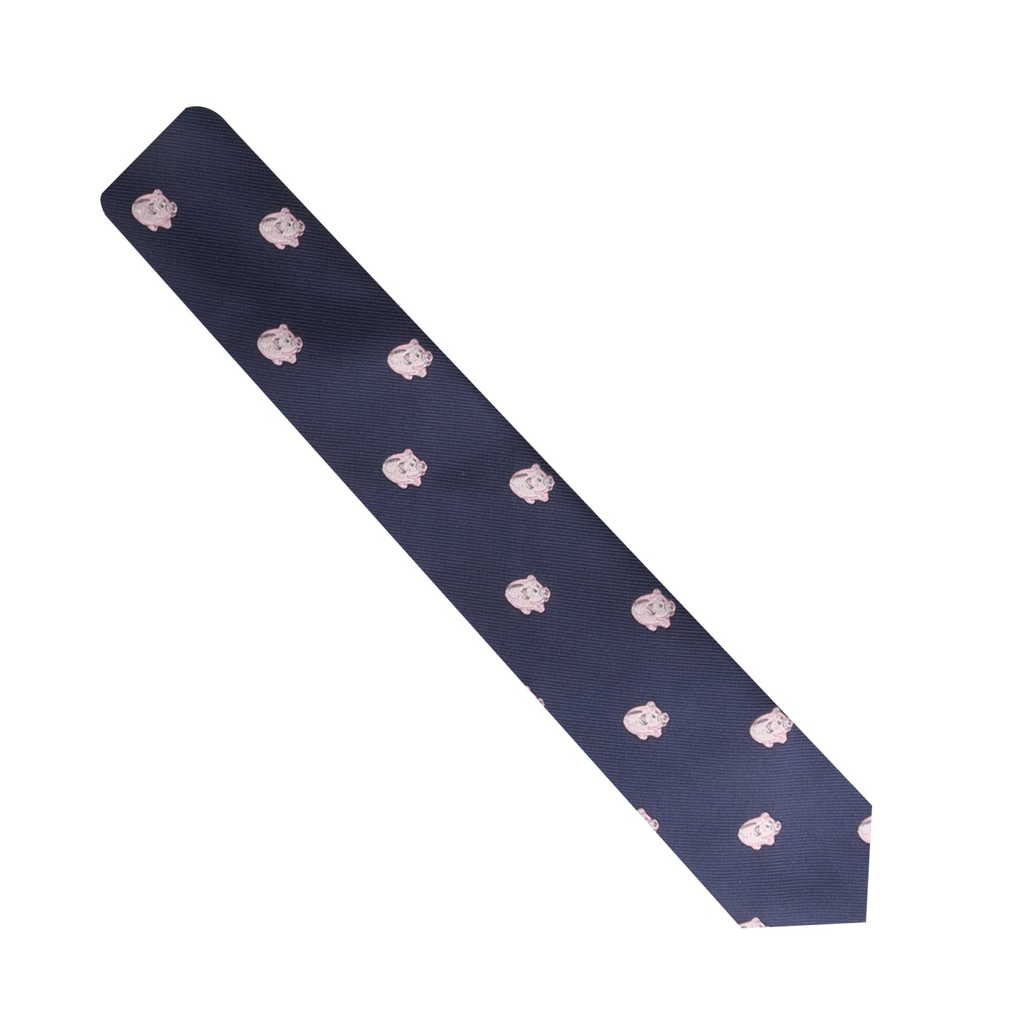 Invest in sophistication with the Piggy Bank Skinny Tie featuring a standout pattern of pink pigs.