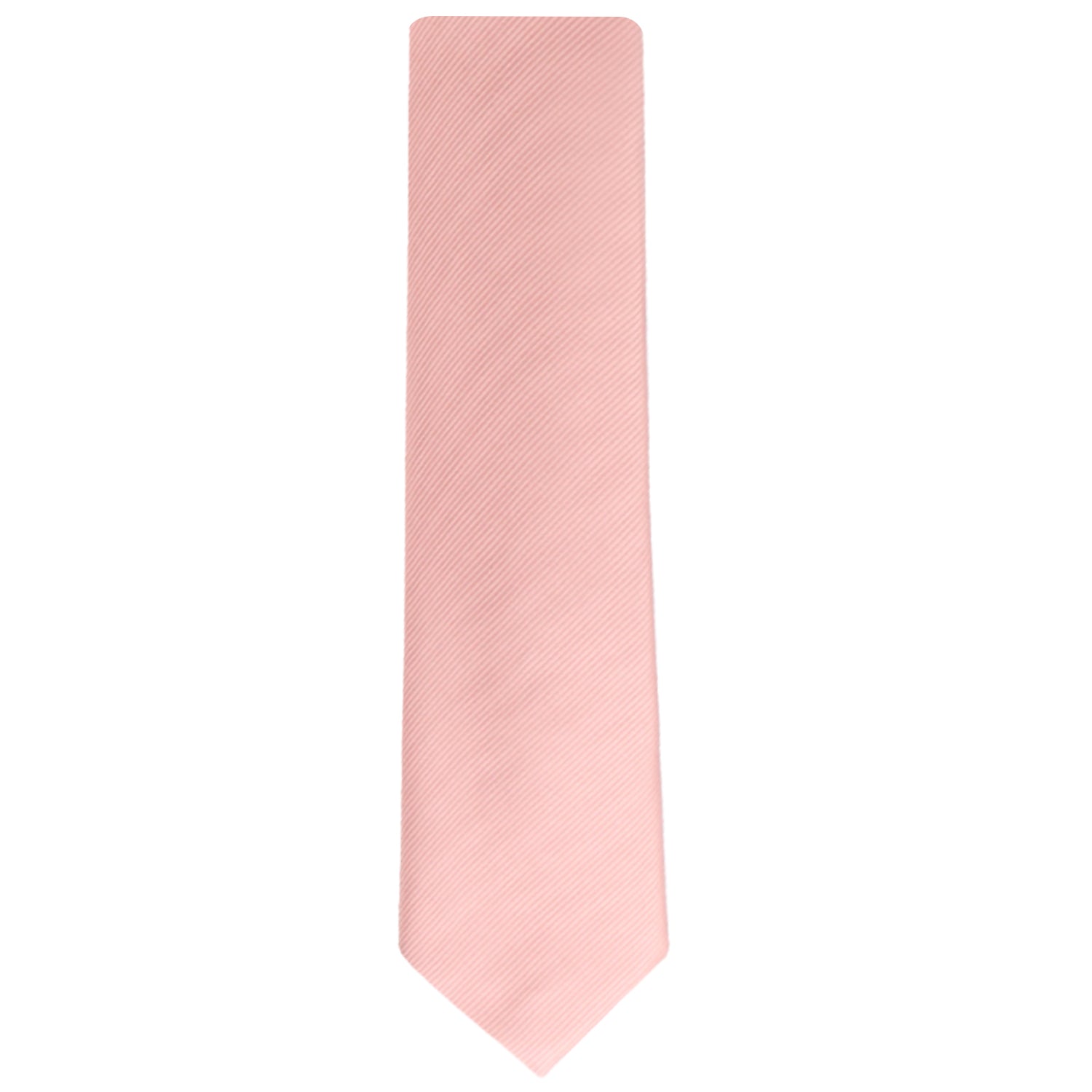 The Rose Gold Skinny Necktie, featuring a subtle pink hue against a white background, offers a touch of timeless elegance.