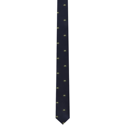 A modern style Green Space Invader Skinny Tie with gold stars on it.