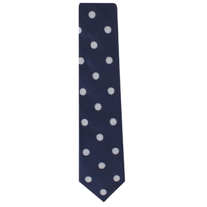 Golf Ball Skinny Tie featuring a golf-themed pattern of white polka dots, ideal for enthusiasts.