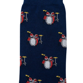A pair of Drum Socks adorned with drums.