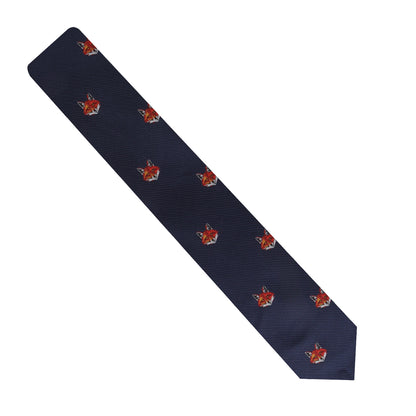 A Fox Head Skinny Tie with a sleek design featuring a firefighter image.