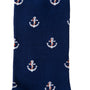 Anchor Socks: A blue sock with white anchor design.