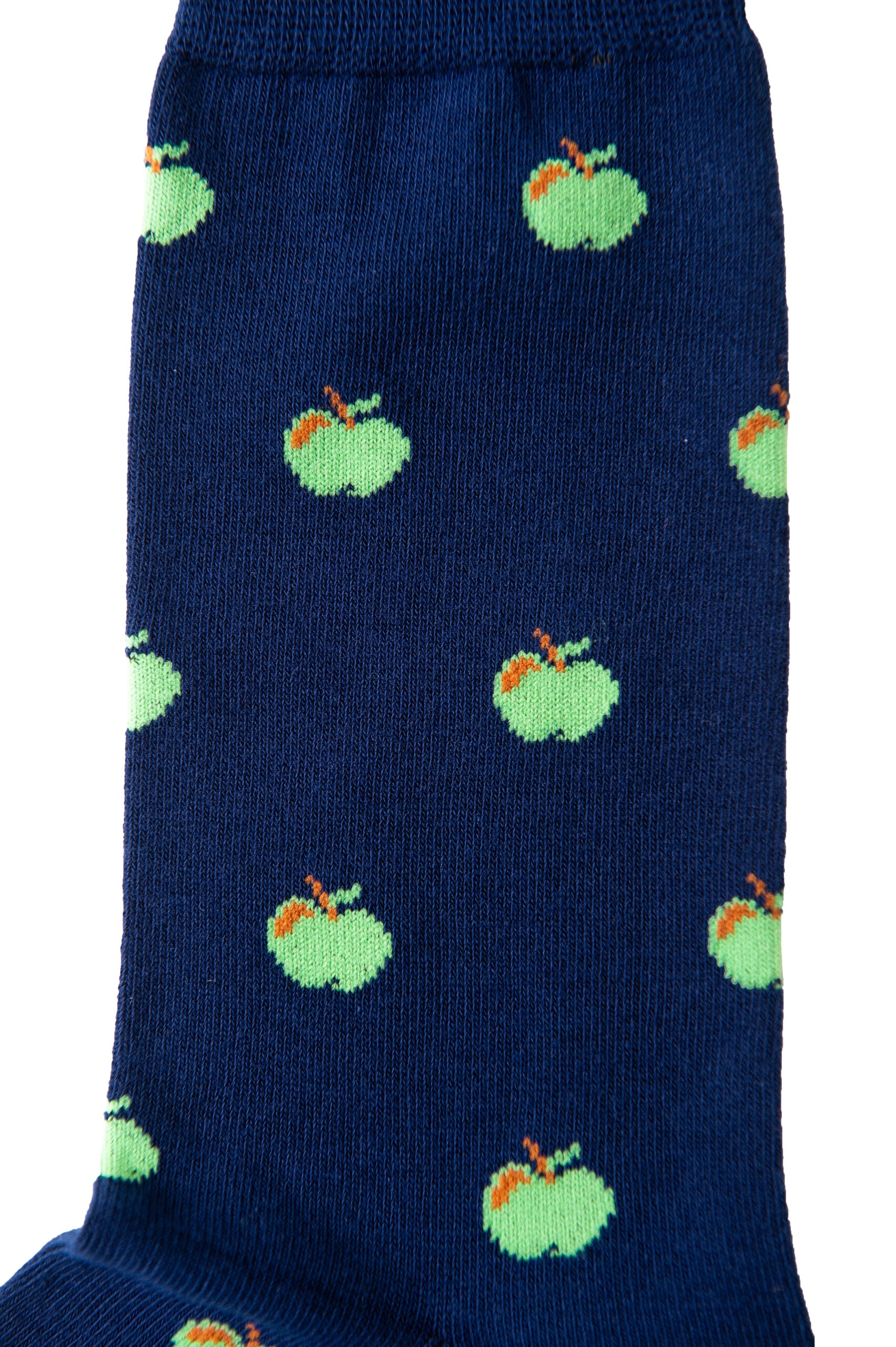 An Apple Sock with green apples on it.