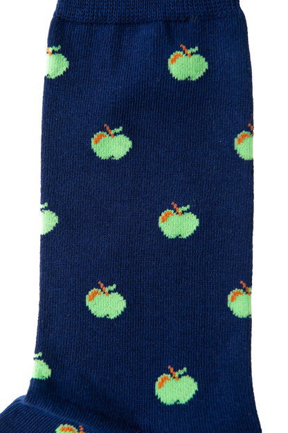 An Apple Sock with green apples on it.