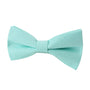 The Aqua Bow Tie with a smooth texture exudes sophistication as it rests flat against a white background.