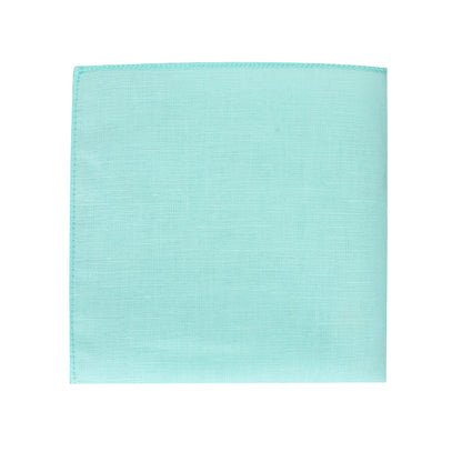 A cool Aqua Skinny Necktie and Pocket Square Set on a white background, seamlessly pairing with any outfit.