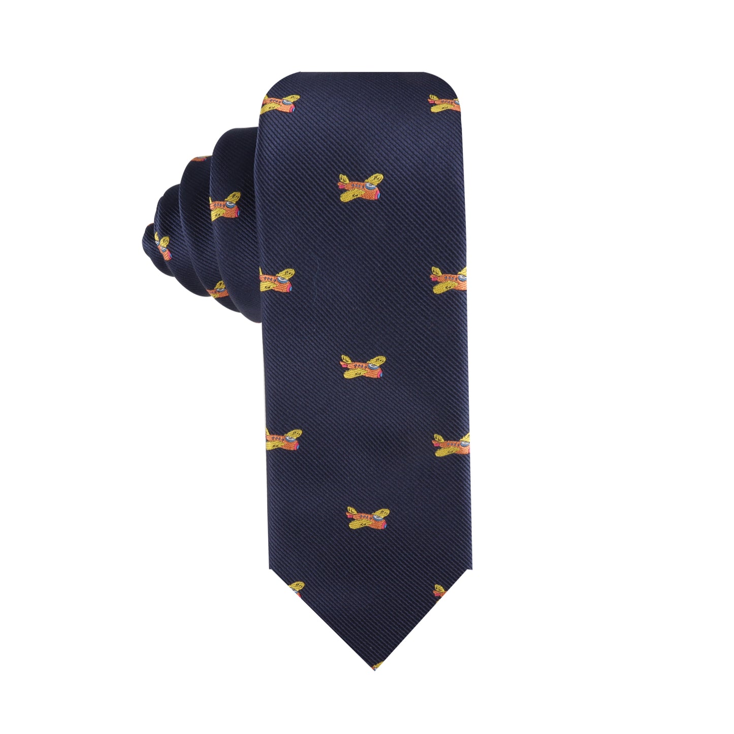 Introducing the Aviation Gift Tie, adorned with a pattern of small airplane motifs, perfect for adding a touch of style with its vibrant hues.