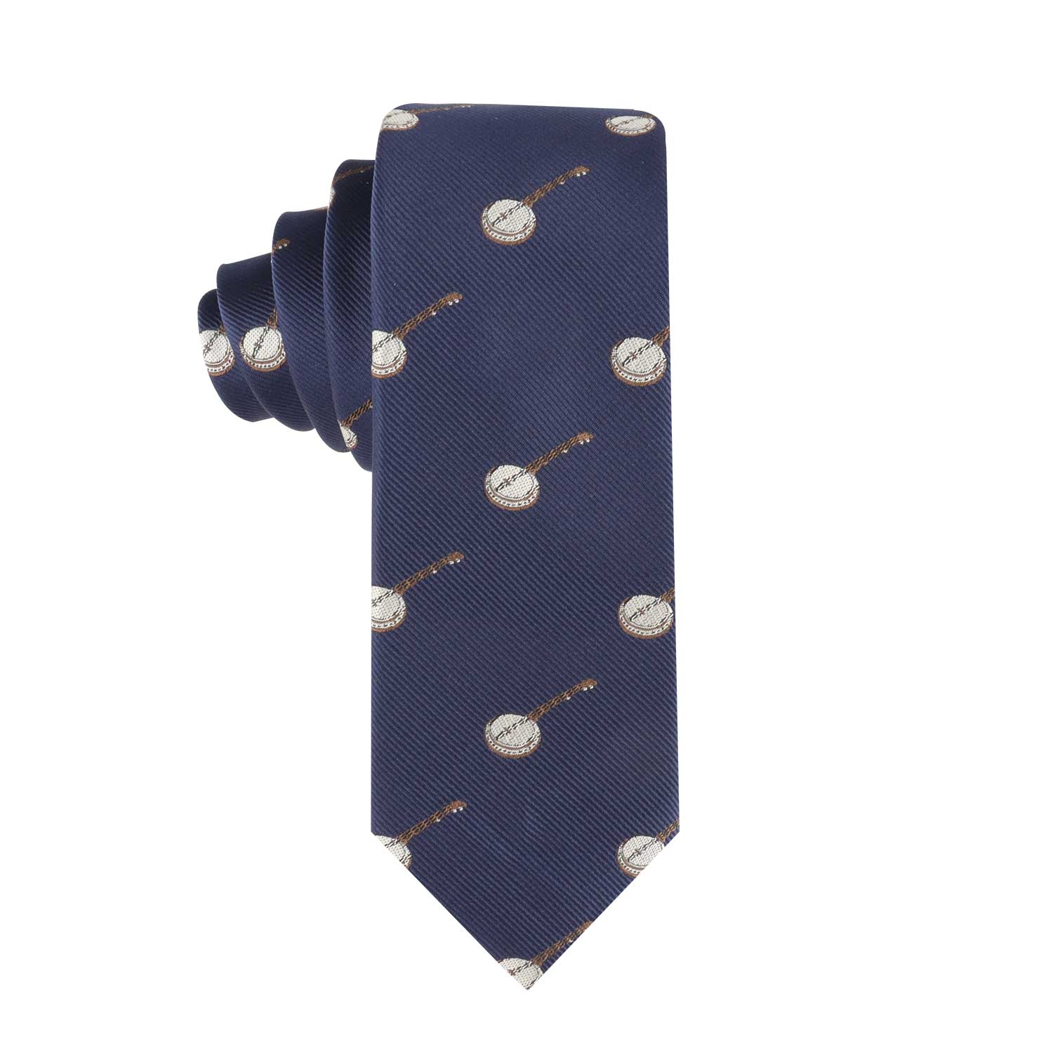 A Banjo Slim Tie with a clock on it.