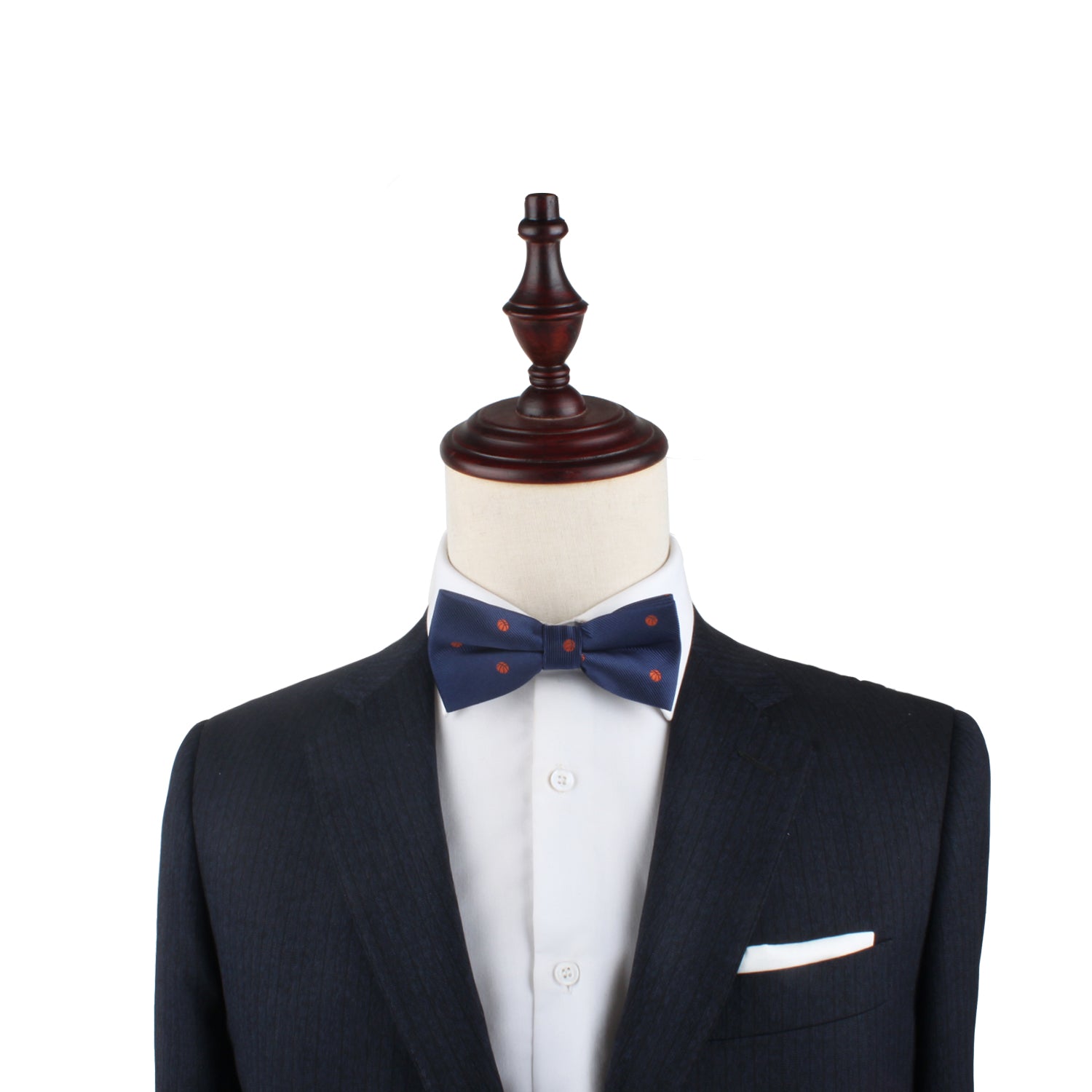 A Basketball Bow Tie on a mannequin elevate.