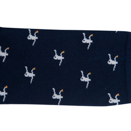 A pair of Basketball Dunk Socks with white birds on them.