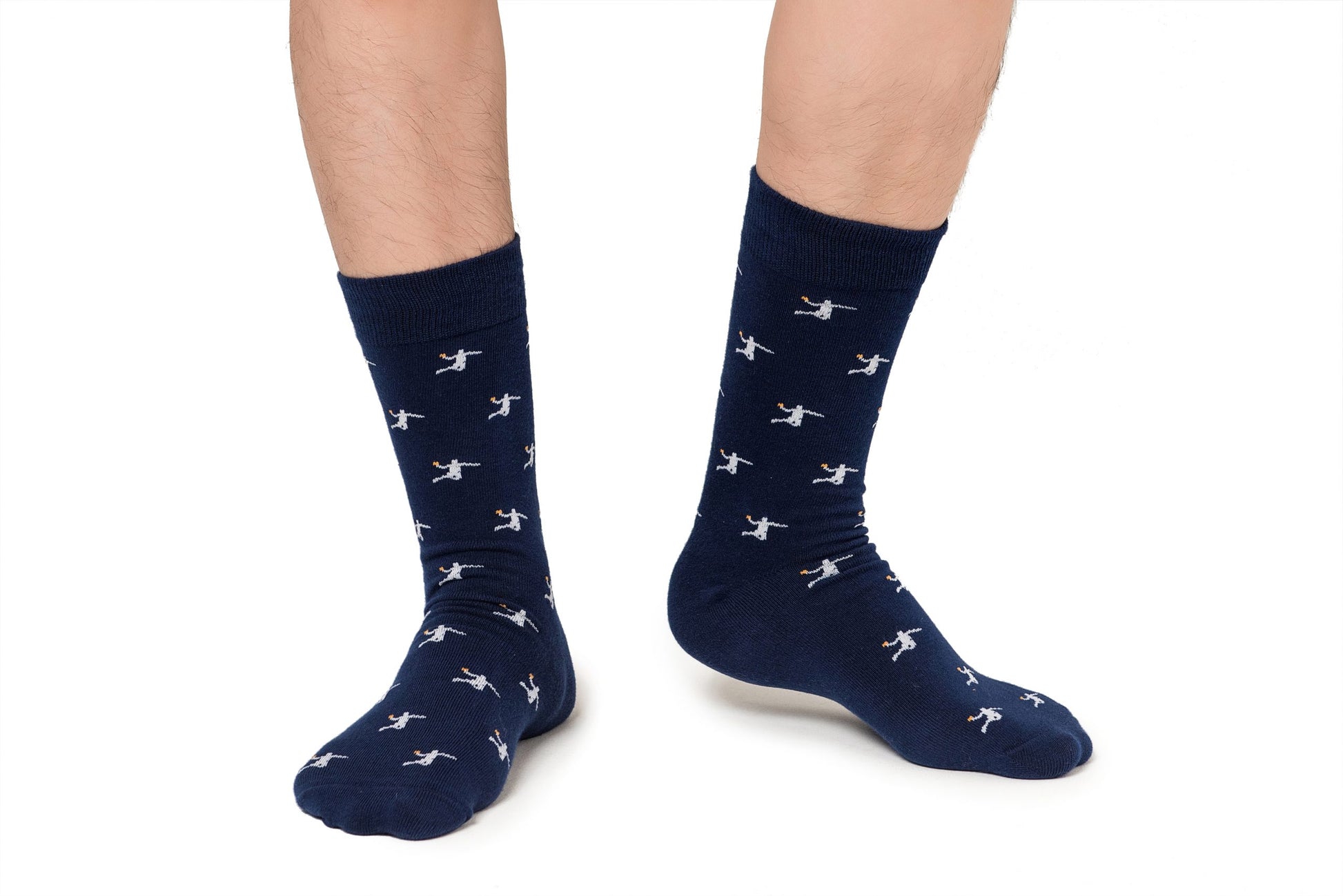 A pair of Basketball Dunk Socks with legs.