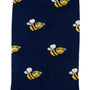 A pair of Bee Socks with yellow and white bees on them.